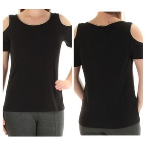Calvin Klein Contrast Piping Cold Shoulder Top S
